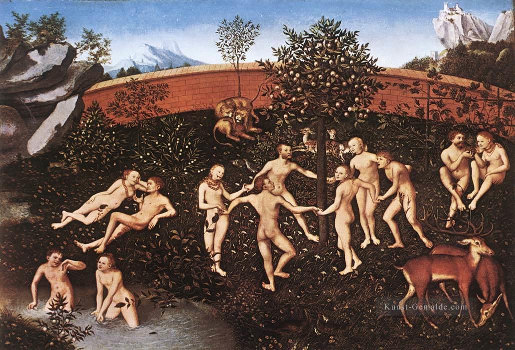 Das Goldenes Zeitalter Lucas Cranach der Ältere Nacktheit Ölgemälde